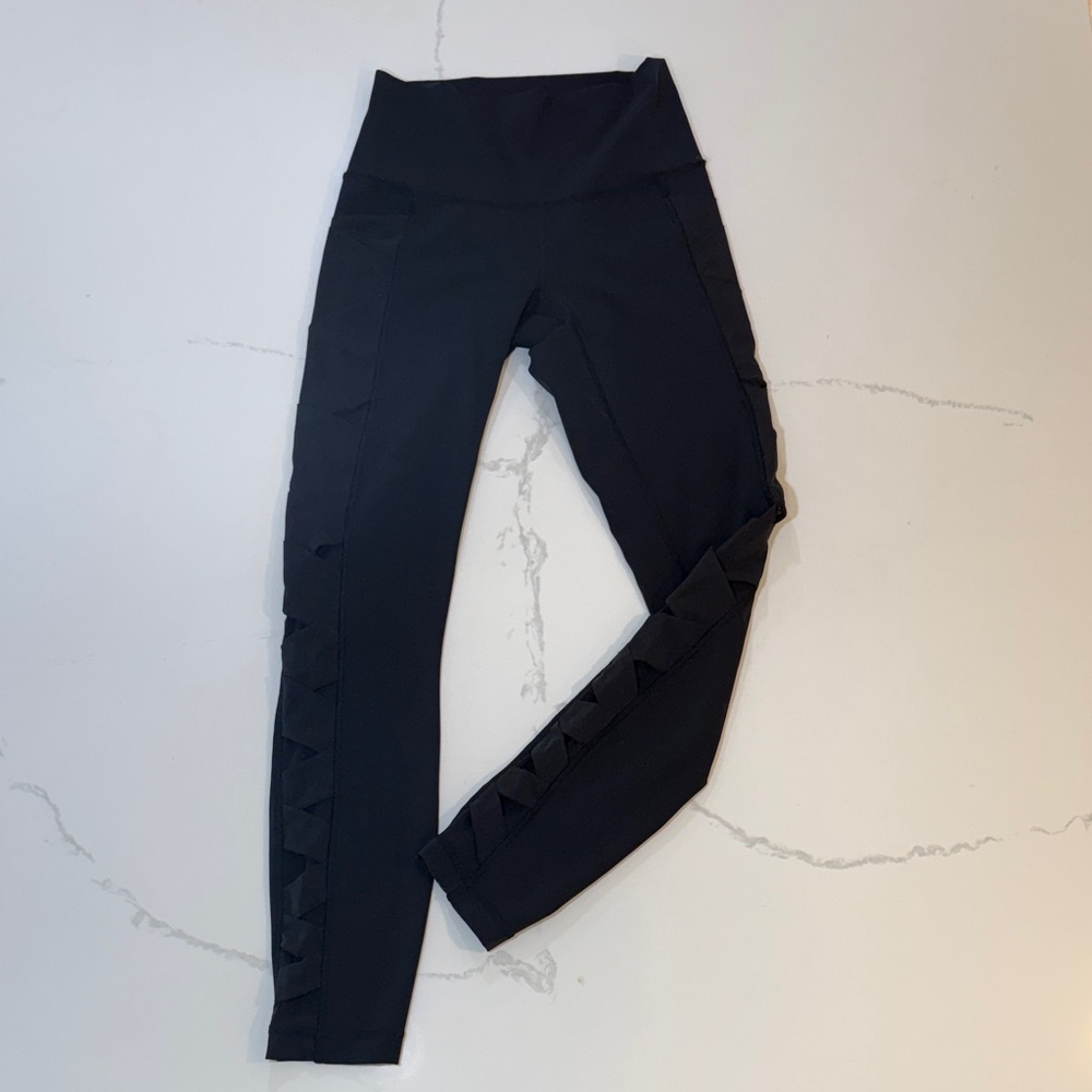Girls' Active Leggings with Side Bow Detail - Black